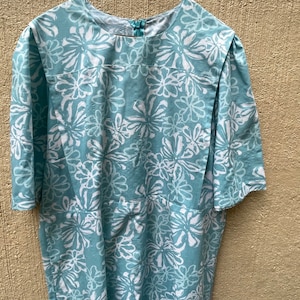 Handmade Blue and White Floral Modest Mennonite Dress  | Size XL