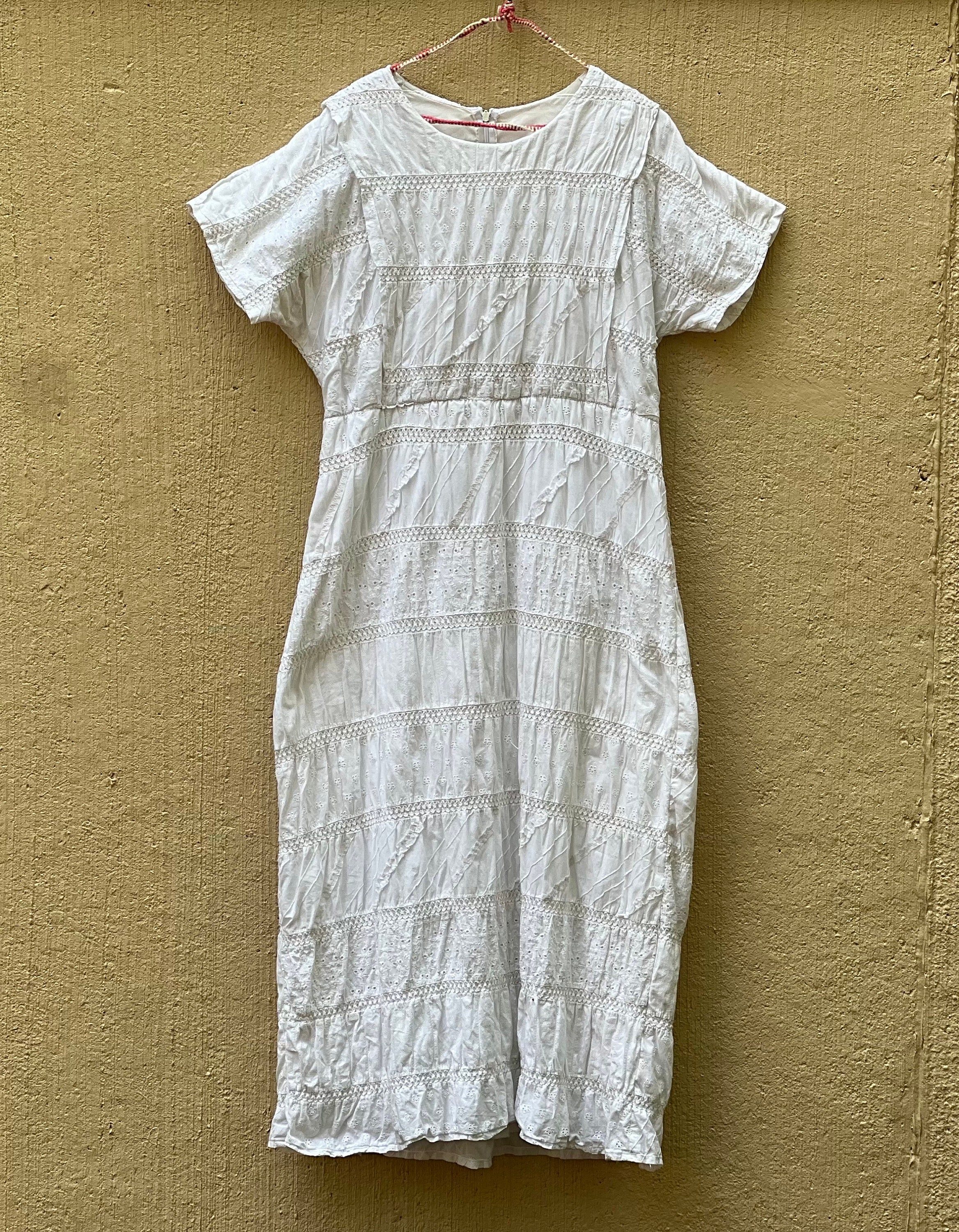 long white linen dresses self-portrait - White Linen Lace Insert Midi Dress