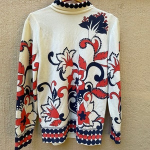 Ultímate 1970s Vintage Print High Neck Print Blouse size M