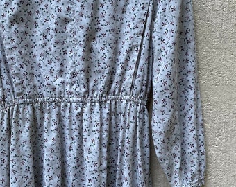 Handmade Grey/Purple Floral Modest Mennonite Dress  | Size M