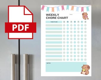 Children's Chore Chart | Kids Chores | Classroom Chore Chart | Weekly Chores | Printable | DIY