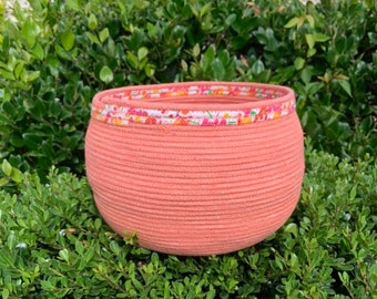 Handmade Dyed Orange Fabric Rope Basket