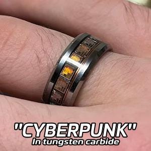 Cyberpunk Ring: Silicone Wafer & Copper Wire Inlay