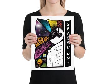 Impresión artística SPACED OUT / Ilustración espacial dibujada a mano