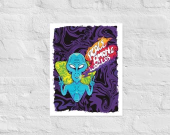 Impresión artística "Paz entre mundos" / Póster extraterrestre psicodélico