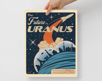 Póster "El futuro es Urano" / Impresión de arte espacial de inspiración vintage