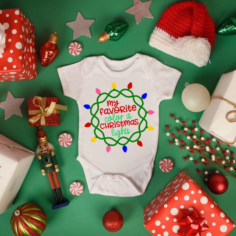 My Favorite Color is Christmas Lights Unisex Baby Onesie® Perfect Outfit for Christmas image 2