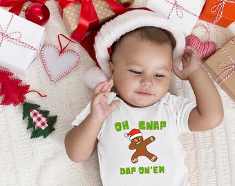 Oh Snap Dab On’Em Dabbing Gingerbread Unisex Baby Onesie® - Great Christmas Onesie® for Baby's First Christmas