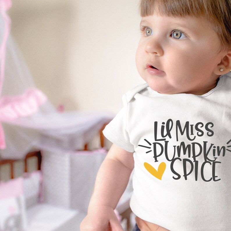 Lil Miss Pumpkin Spice Adorable Cute Thanksgiving Holiday Baby Girl Onesie® Perfect Gift For Baby to Celebate Thanksgiving image 1