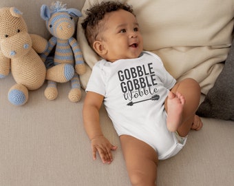 Gobble Gobble til You Wobble Cute Funny Thanksgiving Holiday Unisex Onesie® - Great Outfit For Babies to Celebate Thanksgiving