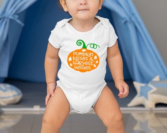 Pumpkin Kisses and Harvest Wishes Cute Fall Unisex Onesie® - Perfect Pumpkin Fall Harvest Gifts For New Moms