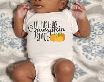 Lil Mister Pumpkin Spice Adorable Cute Thanksgiving Holiday Baby Boy Onesie® - Perfect Gift For Baby to Celebate Thanksgiving