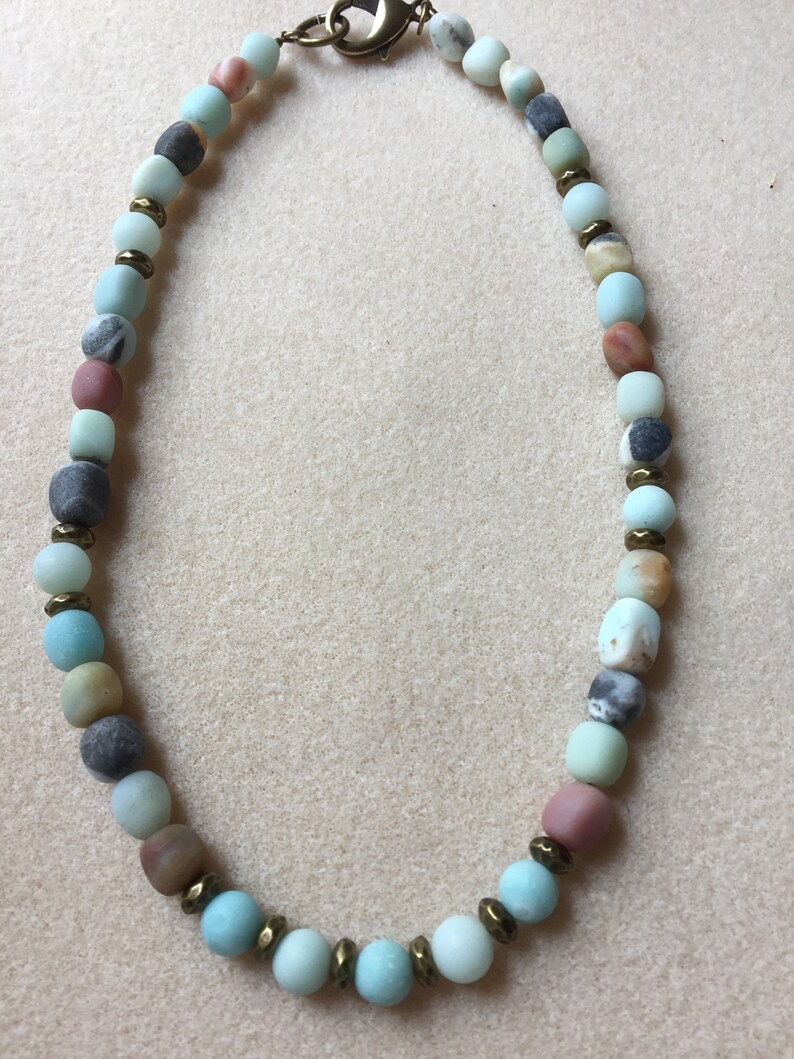 Matte black gold amazonite necklace