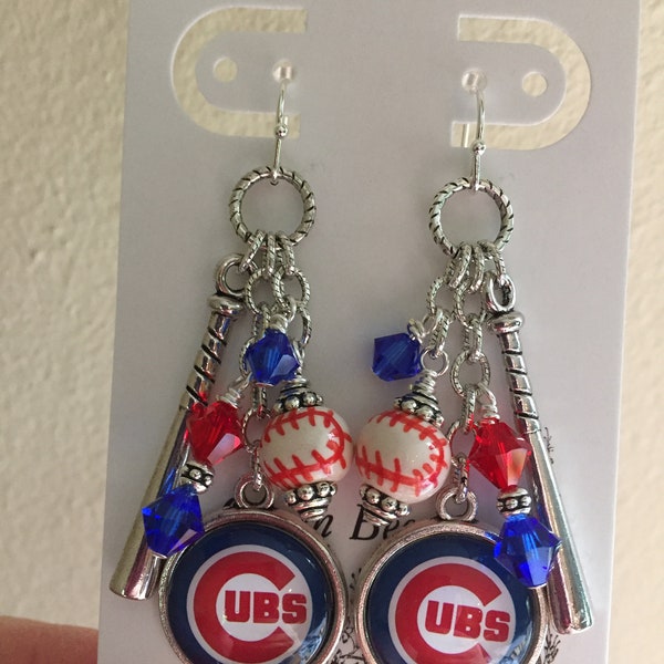 Chicago Cubs inspired earrings