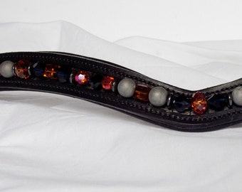 Cristal Swarovski azul y naranja con frontalera druzy - Talla de caballo