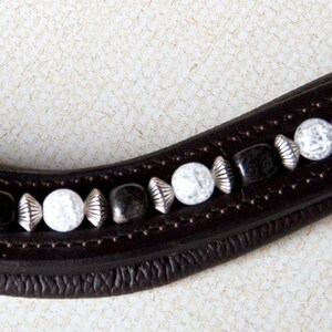 Black silver leaf jasper bead strand