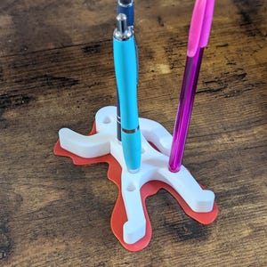 Crime Scene Pen Holder - Stick Figure Body with Red Fake Blood Outline