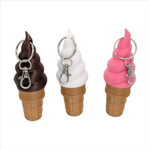 Ice Cream Cone Lip Balm Holder Keychain – 3D Printed Chapstick Holder