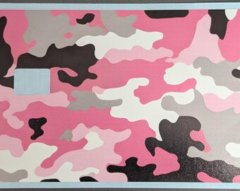 Funda para tarjeta de crédito con estampado de camuflaje rosa / Calcomanía de vinilo Oracal 651 / Funda para cartera táctica