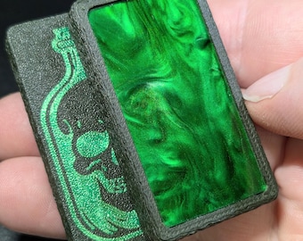 Deslizador magnético antiestrés de acrílico con efecto mármol verde / Juguete sensorial