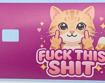 Funda para cartera con diseño de gatito rosa despidiéndose con el dedo medio / Vinilo adhesivo con meme divertido