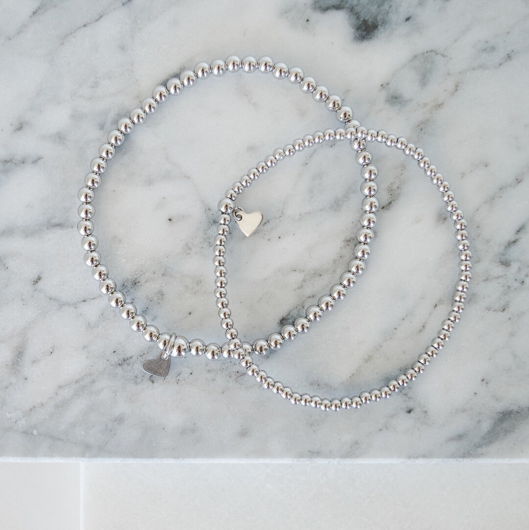 Stainless Steel Ball Bracelet With Heart Charm for Women Etsy UK