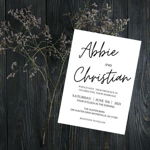 Printable Wedding Invitation Template, Printable Editable Wedding Invitation Template. Wedding invitation Download. Edit w/ Canva