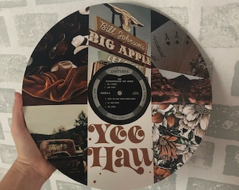 Western Yee Haw Brown Theme Decor/ Custom Vinyl Records/ Personalized Wall Decor/ Vinyl Record Wall Decor/ Custom Records/ Christmas Gift