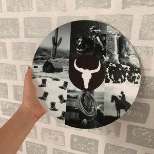 Décoration occidentale en noir et blanc/ Disques vinyles personnalisés/ Décoration murale personnalisée/ Disque vinyle déco murale/ Disques personnalisés/ Cadeau de Noël