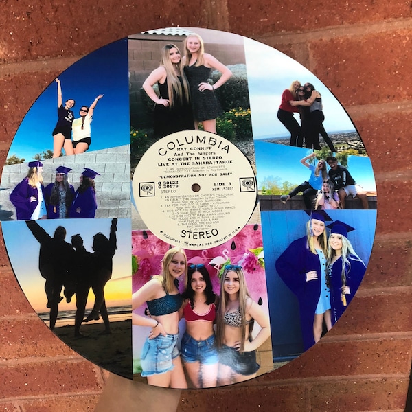 CUSTOM ORDER Vinyl Record Photo Collage - Vintage Record - Vinyl Record Wall Art- Custom Vintage Record-Christmas Gift