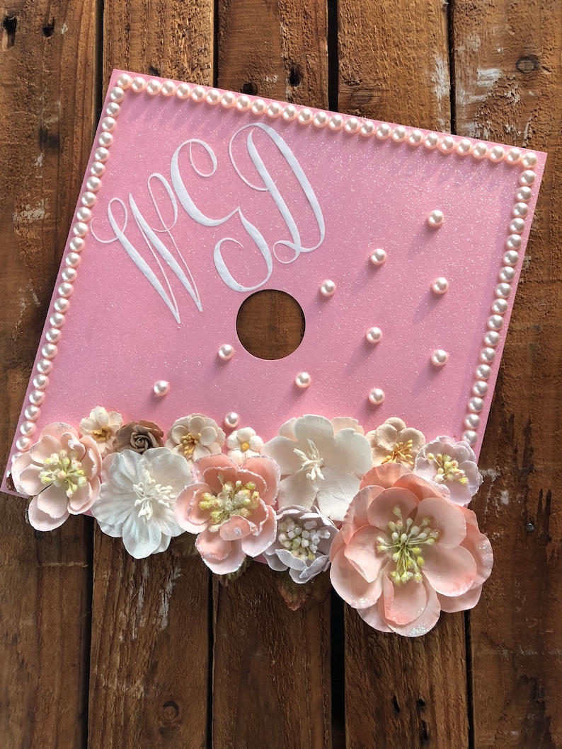 Custom Graduation Cap Topper Floral Grad Cap High School Etsy