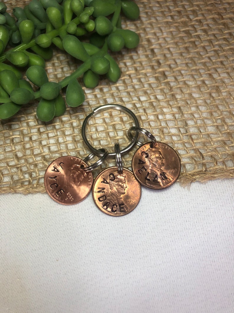 Hand Stamped Customized Penny Keychain Presents/stamped Penny Etsy