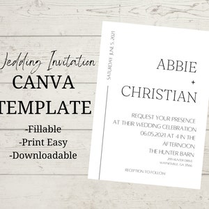 Printable Wedding Invitation Template, Printable Editable Wedding Invitation Template. Wedding invitation Download. Edit w/ Canva