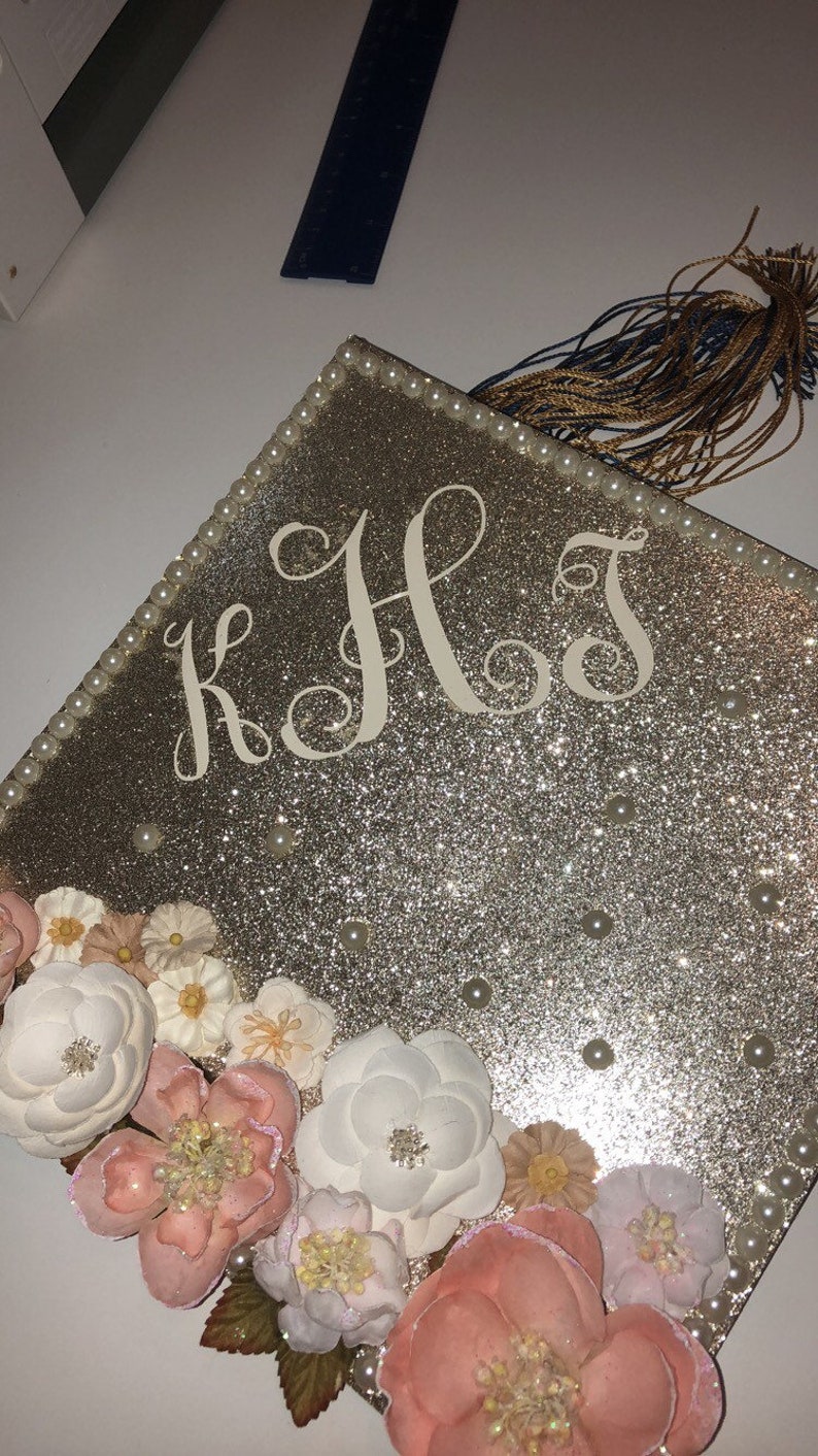 Custom Graduation Cap Topper, Floral Grad Cap, High School Grad Cap ...