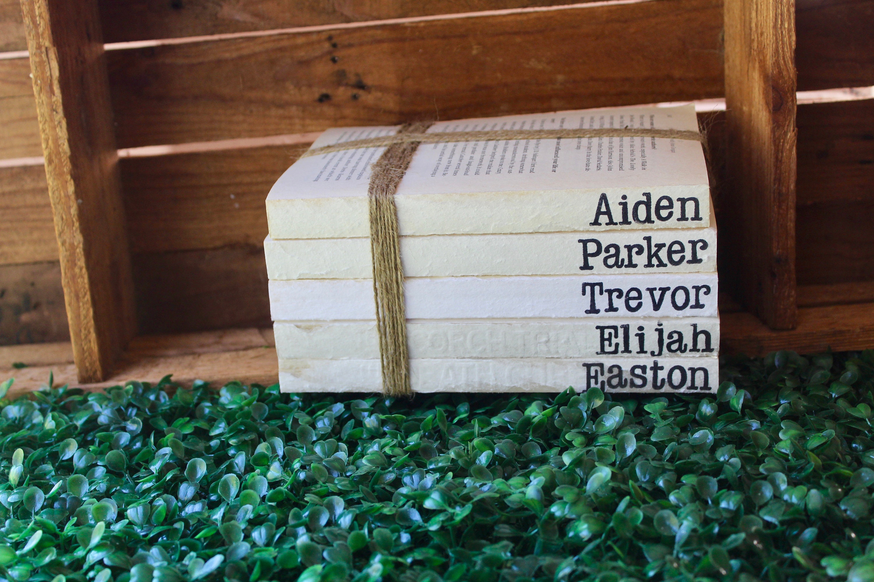 Personalized Book Stack, Farmhouse Style Rustic Decor Mothers Day ...