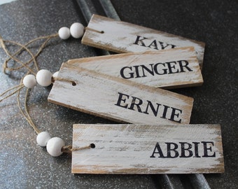 Custom Wooden Ornaments/ Rustic Name Christmas Ornaments/Christmas Tree Ornaments/Hand Stamped Ornaments/Dog Ornaments/ Farmhouse Ornaments