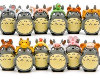12 mini totoro figurines animal Chinese zodiac my neighbor anime terrarium action figures toys gifts collection terrarium