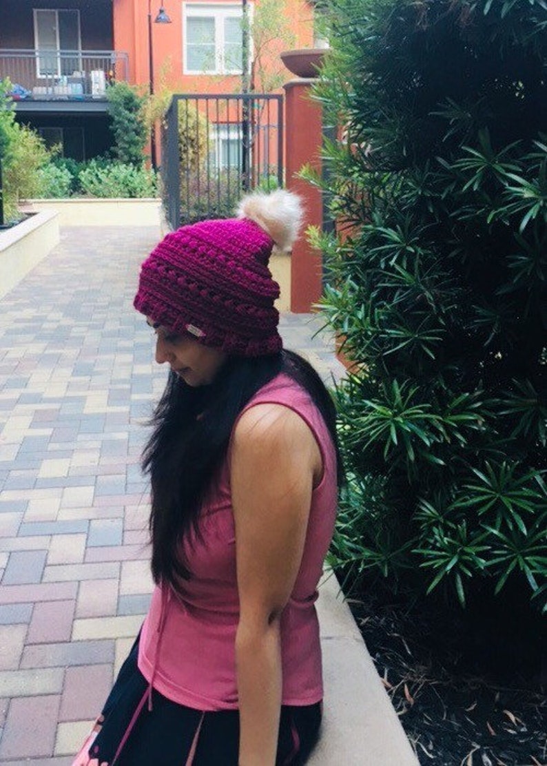 Crochet beanie with faux fur pom!