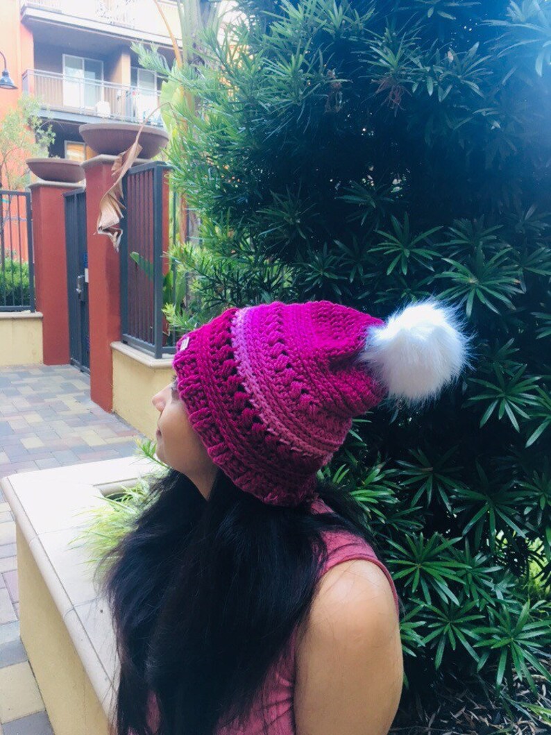 Crochet beanie with faux fur pom!