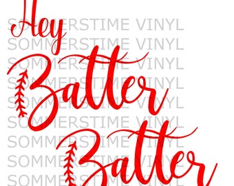 Hey Batter Batter, baseball, SVG, digital download, Silhouette, Cricut, tshirt, America's game, sports, bag, tote, team