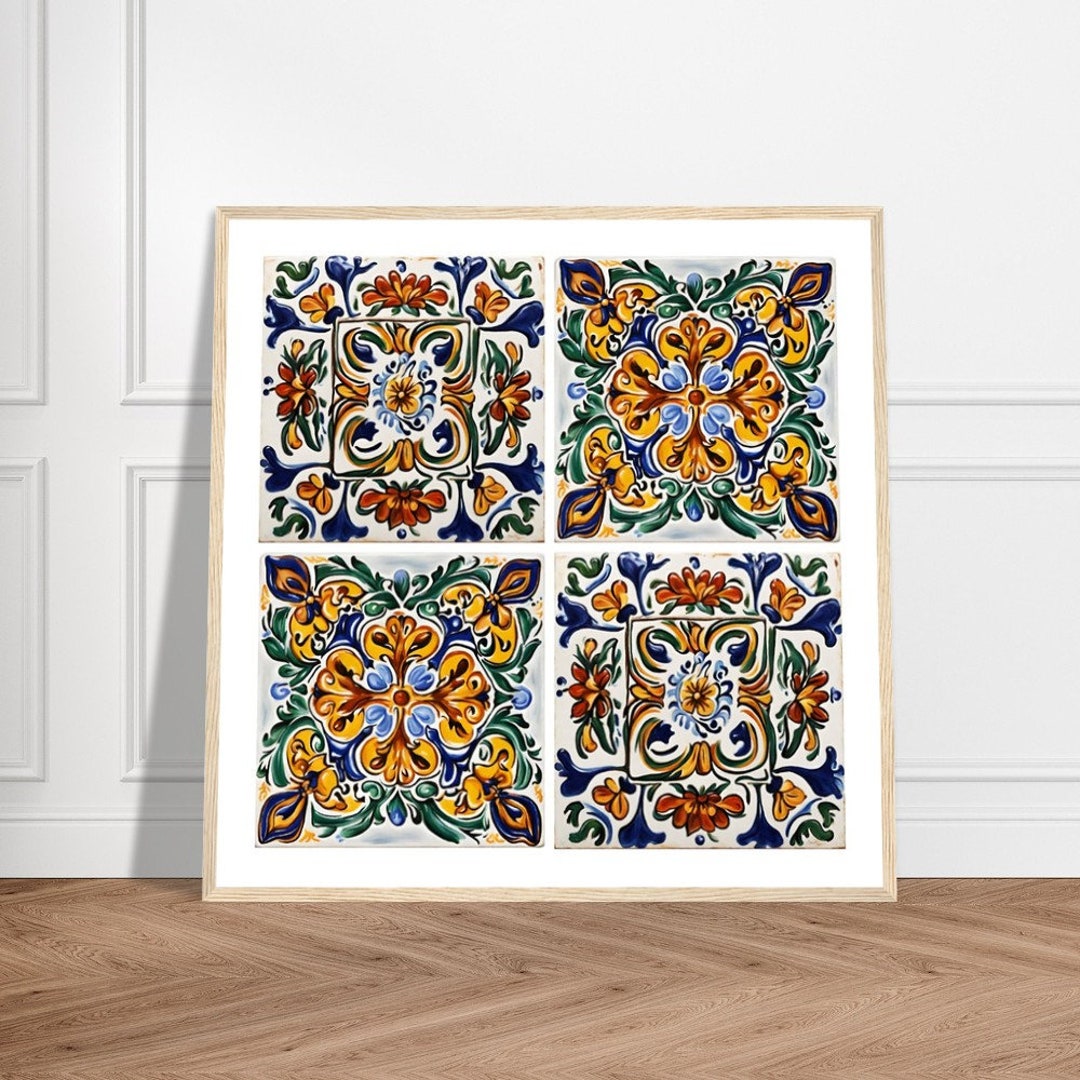 Tile Print, Tile Poster, Tile Wall Art, Wattercolor Print, Talavera ...