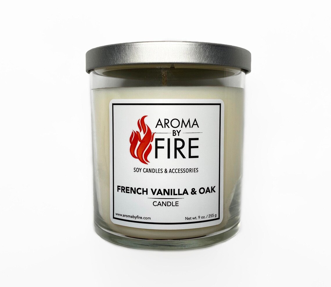 French Vanilla & Oak Handpoured Scented Soy Candle Etsy