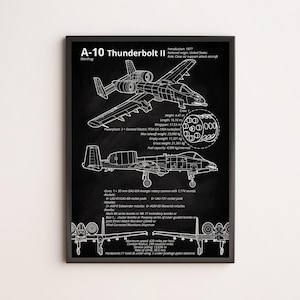 A-10 Thunderbolt II Warzenschwein Blueprint Poster | Military Jet Wandkunst für Luftfahrt Liebhaber & USAF Flugzeug Enthusiasten