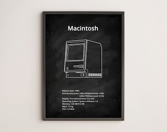 Apple Macintosh old computer blueprint Poster