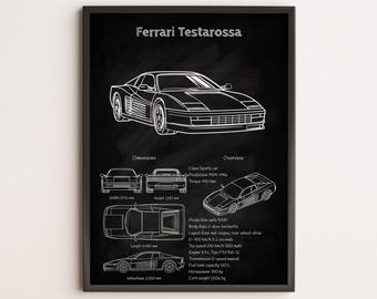 1984-1991 フェラーリ テスタロッサ タイプ F110 青写真ポスター 18