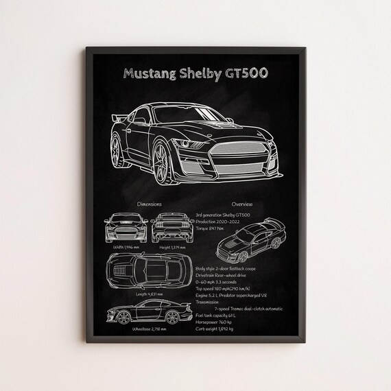 フォード・マスタング・シェルビー GT500 ブループリントポスター 