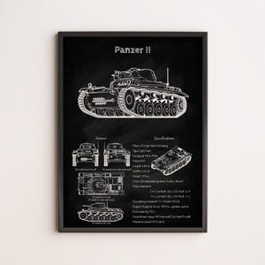 Panzer II Blueprint Poster | WWII German Light Tank Wall Art for Military Collectors, History Enthusiasts & Armored Vehicle Fans