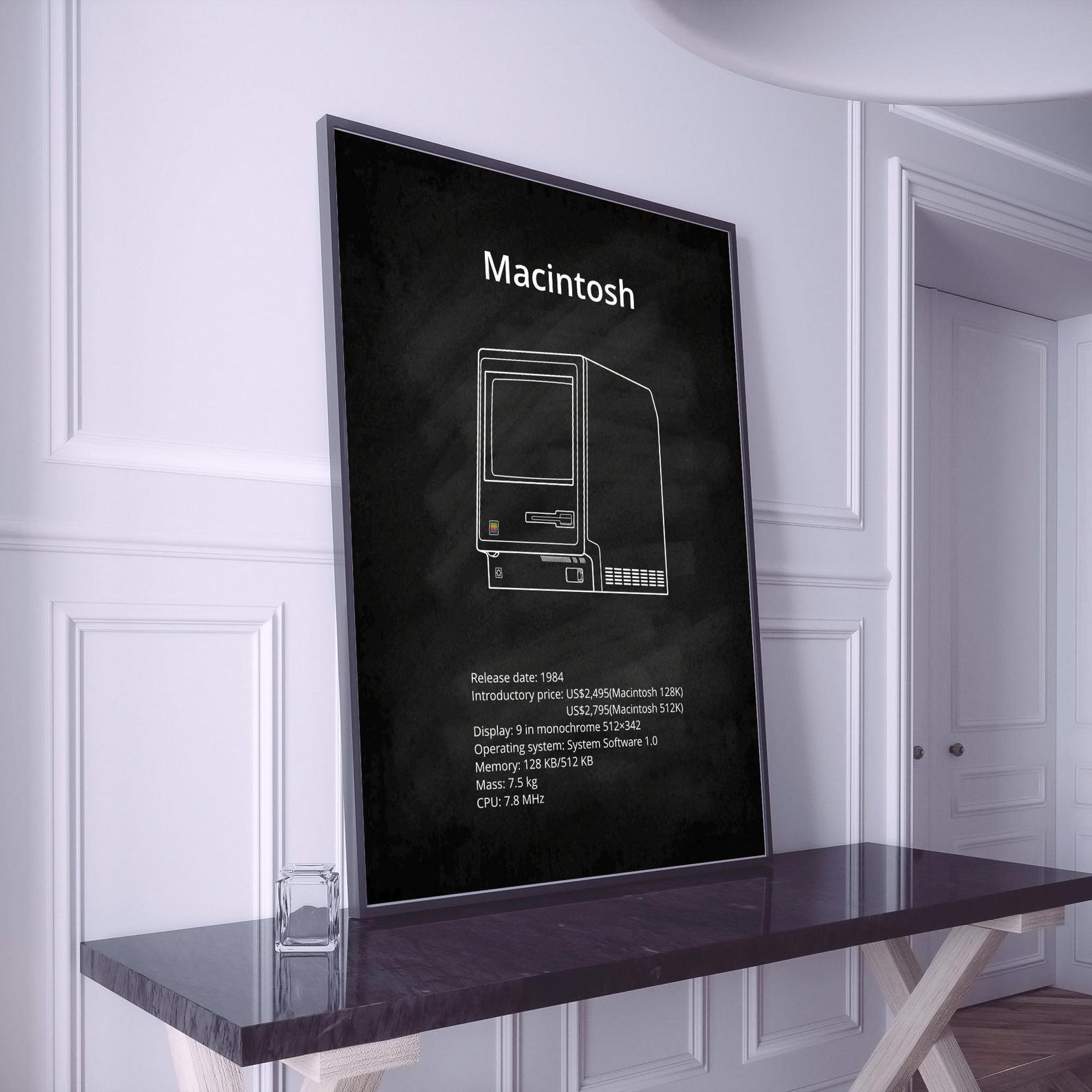 Apple Macintosh Blueprint Poster | Vintage Computer Wall Art for Retro ...
