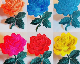 climbing rose Sew on Iron On patch 3/" x 1.5/"