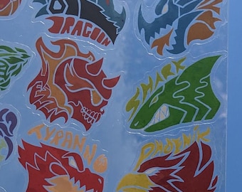 Juego de 6 calcomanías/pegatinas Beyblade X: Dran, Dragoon, Incendio, Shark, Phoenix y Tyranno